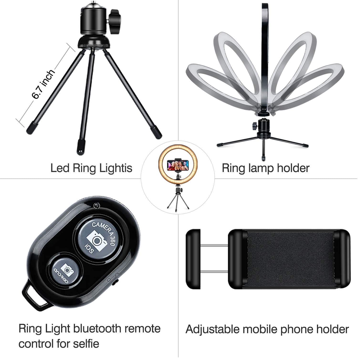 Селфи ринг кръгла LED лампа за видео и снимки със статив Селфи ринг кръгла LED лампа за видео и снимки със статив