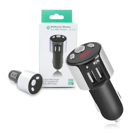 FM трансмитер за кола X10, Зарядно, Bluetooth, 2 USB, MP3 Player, Handsfree