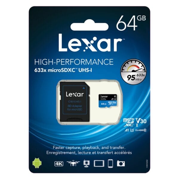 LEXAR® micro SDXC 64GB Class10 95/45 MB/s UHS I U3