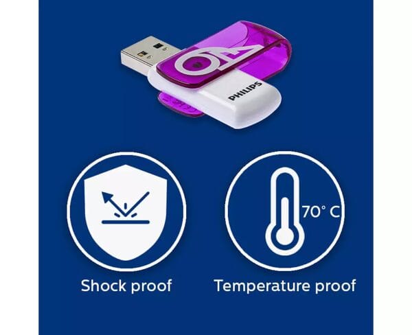 PHILIPS USB 2.0 64GB VIVID ЛИЛАВ