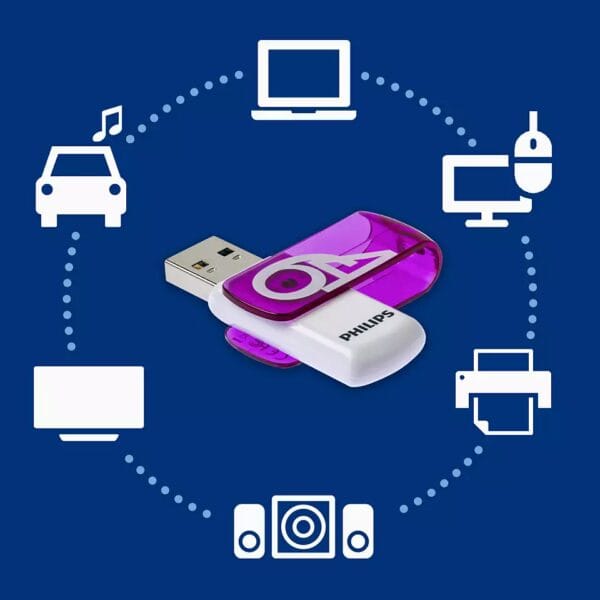 PHILIPS USB 2.0 64GB VIVID ЛИЛАВ