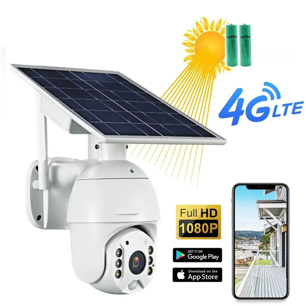 Соларна PTZ 4G Full HD Камера Запис на Карта Памет и Облак